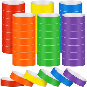 600 Counts Paper Wristbands Neon Wrist Bands Waterproof Hand Bands for Events Bulk Party Armbands Multicolor Pack Adhesive Bracelets Identification Wristbands for Concert Classroom (Neon Style)