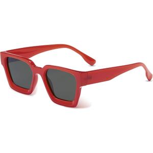 livho Rectangle Polarized Sunglasses Trendy for Women Men Retro Sun Glasses for Women Men 2025 Oversized UV Protection Shades (Cherry Red/Black)