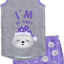 MyFav Big Kids Girls Sleeveless Sleepwears Hearts Shape Striped Pajama Nightgown (Gray)