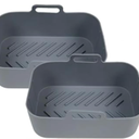 2PCS Pack Rectangular Reusable No Stick Silicon Square Dual Pot Silicone Air Fryer Liners Basket for Ninja
