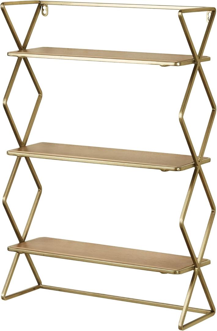 Touch of Class Modern Style Jamie Gold Wall Display Shelf