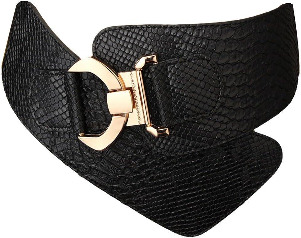 JASGOOD Wide Elastic Stretch Waist Belt Women's Adjustable Fashion Dress Belt (Suit Waist 36-42 Inch, Black)