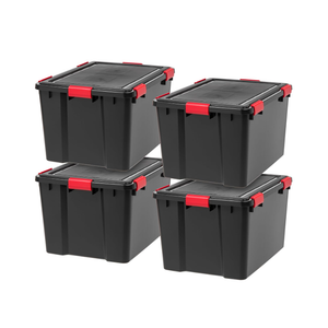 IRIS USA, Inc. UCB-LDD WEATHERTIGHT Storage Box, 74 Quart, Black, 4 Pack