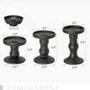 3 PCS Glass Candle Holder - Black Pillar Candle Holder Set for Candlesticks Taper Tealight - Matte Black