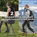 Walking Cane with Seat for Men & Women, Lightweight Anti-Slip Walking Stick with Carry Bag, Portable Stool for Senior & Adults, Foldable Cane Chair for Travel Hiking
