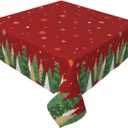 Christmas Tablecloth Square 52x52 Inch Red Xmas Tree Snowflake Winter Holiday Theme Decorative Table Cloth Seasonal Rustic Farmhouse for Indoor Party Kitchen Dinner Picnic Decor