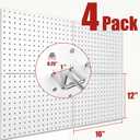 4 Pack Metal Pegboard Panels with 50 Hooks, White Pegboard Wall Organizer, Heavy Duty Steel Garage Tool Storage System for Workbench, Workshop, Office, Craft Room, 16 x 12 Inches