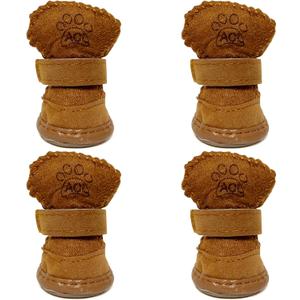 Dog Boots, HiBallBall 4 PCS Dog Shoes for Small Pets Dogs, Anti-Slip Snow Boots, Paw Protectors (Brown, Size3) (XS)