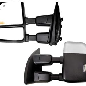 AERDM New Towing Mirror Chrome Cap with Temperature sensor Fit 1999-2016 Ford Super Duty F-250 F-350 F-450 F-550 with Turn Signal and Auxiliary Lamp