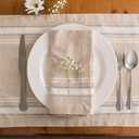 DII French Stripe Dining Table Collection Farmhouse Style Placemat Set, 13x19 Inches, Taupe/White, 6 Piece