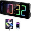 ORIA Digital Alarm Clocks for Bedrooms, Dual Alarm Clock with Large LED Display, Rechargeable Bedside Clock with Colorful Digit, Adjustable Volume Brightness, Snooze, for Home Living Room Travel