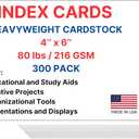 Index Cards, 4x6 Inches, Blank on Both Sides, White, 300 Count  Durable Cardstock for Note-Taking, Study, Flashcards  Great for Students, Teachers, and Professionals