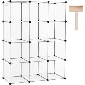 C&AHOME Cube Storage Organizer, 12-Cube Closet Cabinet Organizer, DIY Cube Shelf, Plastic Stackable Bookshelf, Modular Shelving Units Ideal for Home, Office, 36.6" L x 12.4" W x 48.4" H White SHS3012A