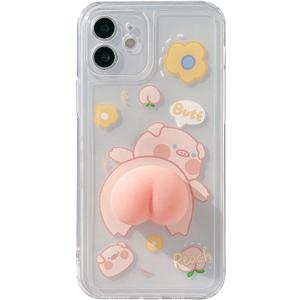 Cute Character Vivid 3D Pig Butt Design Case Compitable with iPhone 11 Girls Women Fun Animal Ass Glossy Transparent Soft TPU Cover Anti-Scratch Phone Skin