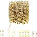 PAMIR TONG Pearl Beading Chain Beaded Rosary Link Chains for Craft DIY Bracelet, Necklace, Glass, Mask, Shoes, Clothes Decoration,Jewelry Making (CC29)