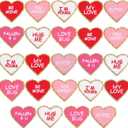 Juexica 24 Pcs Heart Shaped Iron on Patches Glitter Chenille Love Applique Embroidered Appliques Valentine's Day Transfers Sew on Fabric Patch for Clothes Jackets Backpack Hat Decoration(Classic)