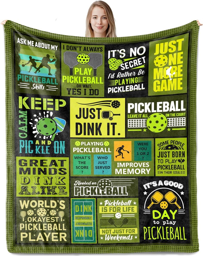 Pickleball Gifts, Pickleball Gifts for Women Men, Gift for Pickleballs Lovers, Funny Pickleballs Gift Blanket, Pickle-Ball Accessories Presents for Women Unique Blankets 50"X60"
