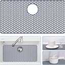 Silicone Sink Protectors for Kitchen Sink with Rear Drain - 28.3"x 15.7" Kitchen Protector Accessory, Non-Slip Heat Resistan Mat for Bottom of Farmhouse Stainless Steel Porcelain(Rear Hole) (Gray(1 Pack))