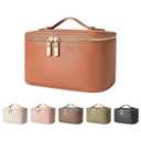 Cosmetic Bag,ROWNYEON Makeup Bag,Portable Makeup Train Case,Travel Toiletry Bag Case Organizer for Women,Brown