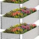 3 Pack Tall 4x2FT Raised Beds for Gardening, Corrugated Galvanized Steel Raised Garden Bed, Outdoor Metal Above Ground Garden Bed for Vegetables and Flowers(Rectangular)