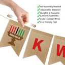 2 x Happy Kwanzaa Banner Decorations for Home  Burlap Hanging Flags with Kinara Candle, Happy Kwana Signs for Office Classroom Indoor Party, Traditional African American Festival Party Supplies