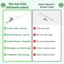 Meowy Cat Wand Toy Cat Fishing Pole Toy with Reel The Cat Fish Fishing Rod, Telescopic Fiberglass Interactive Teaser Wand for Indoor Cats with Catnip Dental Mesh Attachments
