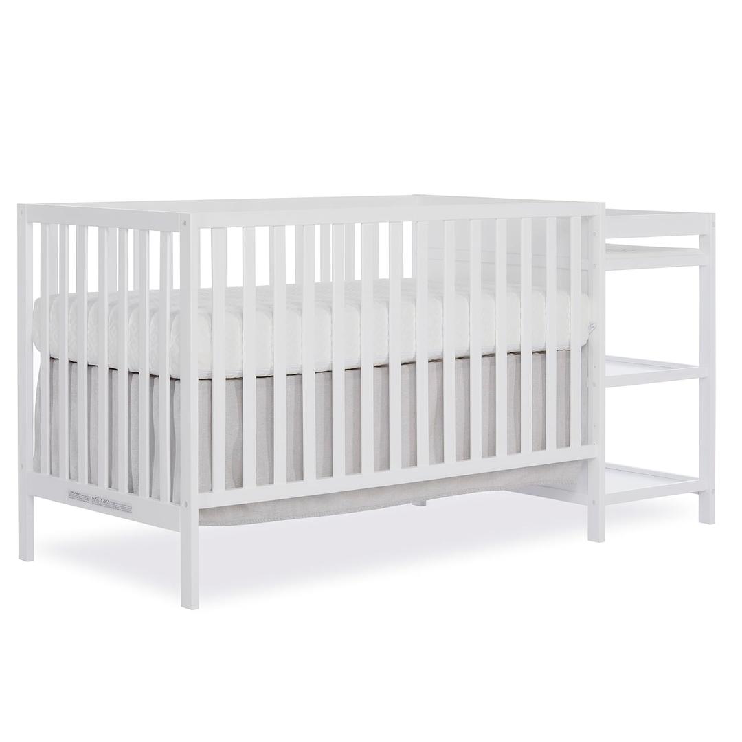 Dream On Me Synergy 3-in-1 Convertible Full-Size Baby Crib & Changer, White, Open Storage, GreenGuard Gold & JPMA, Pinewood, Converts to Day & Toddler Bed, 4 Mattress Heights, 1 Changing Pad,