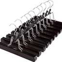 HOUSE DAY Wooden Pants Hangers 20Pack Clamp Hangers with Felt Lining Non-Slip Space Saving Wooden Skirt Hangers 360 Swivel Hook Durable Sturdy Jean Hangers (20 Pack, Brown)
