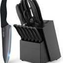 Home Hero Kitchen Knife Set - 15 PCS Black Knife Set with Block and Sharpener - Stainless Steel Knife Set - Ergonomic Handles - Includes Steak Knives Set of 6 - Knife Block Set for Kitchen