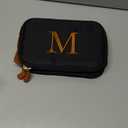 YOOLIFE Personalized Gifts for Men Women - Initial Black Toiletry Bag Makeup Bag | Travel Toiletry Bags for Women Men, Travel Essentials Water Resistant Makeup Toiletries M Black