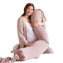 bbhugme Adjustable Pregnancy Pillow Full Body Support for Side Sleeping - Adjustable Firmness and Shape - Supports Back, Legs, Belly, HIPS for Pregnant Women - Removable Cover - Dusty Pink