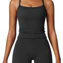 ABEHIK Two Piece Workout Sets for Women Sports Bra Tank Top High Waist Booty Lifting Shorts Gym Yoga Active Wear Outfits (Medium, Black)