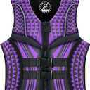 Geometric Print Life Vest, Zipper Front, Adjustable Buckles (X-Large, PURPLE)