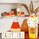 Set of 5 Fall Candy Corn Wooden Table Centerpieces Decor Rustic Autumn Thanksgiving Tiered Tray Decor Fall Halloween Decoration for Home Farmhouse Shelves Centerpieces Office Table Shelf Desk Mantel (Mini)