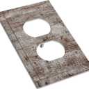 Outlet Covers Dark Grey Brown Rustic Wood Plank 1 Gang Duplex Light Switch Cover Plate Decorative Wall Plates Electrical Switchplate Receptacle Cover for Farmhouse Cabin Decor2Pack