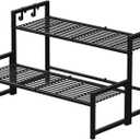 Garden 4 you 2 Tier Metal Plant Stand Outdoor Indoor Waterproof, Stackable Heavy Duty Tall Plant Shelf Flower Pot Holder for Garden, Display Rack, Black
