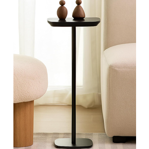 Modern Martini Pedestal Side Table  Small Metal Cocktail Stand for Living Room, Bar, or Small Spaces  Black End Table (Black)
