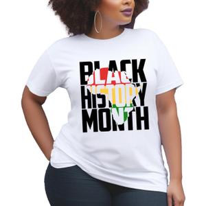 Black History Month Shirt for Women Africa Map Tshirt African-American Tee Shirts (Small, White)