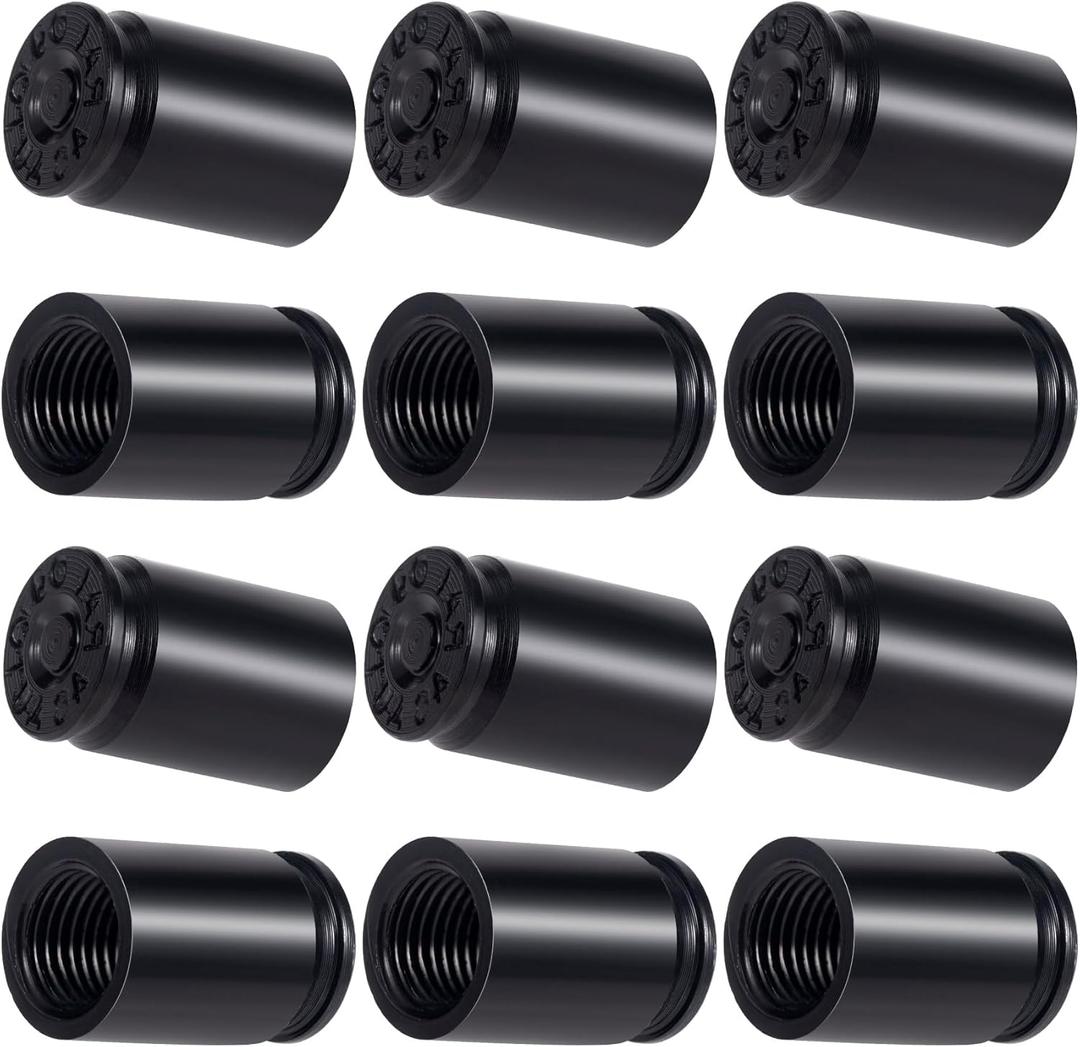 12PCS Bullet Valve Stem Caps, Black Universal Aluminum Alloy Tire Valve Covers Replacement Dustproof for Motorcycle Trucks Cars SUV Bike