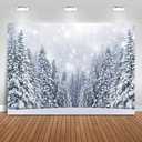 2 x Mocsicka Winter Wonderland Backdrop Winter Snowy Forest Background Frozen Trees Landscape Decoration Newborn Children Portrait Photo Studio Booth Props (8x6ft)