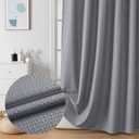 OVZME Berry Grey Shower Curtain Set, Embossed Textured Fabric Bathroom Curtain - Soft Cloth & Hotel Spa, Water Resistance, Machine Washable Shower Curtain with 12 Hooks, 72X72, Grey