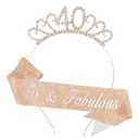 40th Birthday Sash and Headband Decorations Gifts Ideas for Her,Elegant Hair Tiara Accessories Birthday Gifts for 40 Year Old Women
