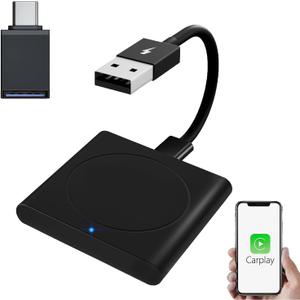 Wireless Carplay Adapter, Wired CarPlay to Wireless Control Plug and Play 5.8GHz WiFi Bluetooth Auto Connect, CarPlay Adapter Cars for Car Model Years 2016 to 2025 and iPhone iOS 10+
