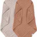 SWEET DOLPHIN Muslin Baby Bath Towels Blanket - 2 Pack 100% Cotton Towel for Babies, Infants, Toddlers - 40x40Inch - Highly Absorbent, Light Bean Paste