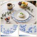 Blue and White Placemats Coasters Set of 6 Floral Round Woven Placemat Bulk Chinoiserie Braided Placemats Washable Cotton Rope Place Mats Heat Resistant Table Mats for Home Wedding Party Decor