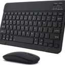 Rechargeable Bluetooth Keyboard and Mouse Combo for iPad, Ultra-Slim Portable Wireless Mouse Keyboard for iPad Pro Air Mini iPhone Samsung Tablet Cell Phone Android, iPadOS/iOS 13 and Above (Black)