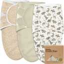 3-Pack Organic Baby Swaddle Sleep Sacks - Swaddles for Newborns, Infant 0-3 Months, Baby Girls, Boys, Soft & Snug Newborn Sleep Sack, Nursery Swaddling Blankets (Dino Ridge, OS)