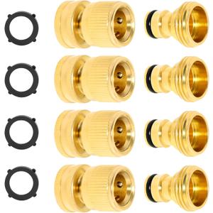 TAROSE Garden Hose Quick Connect Fittings Solid Brass Garden Hose Fitting Water Hose Connectors 3/4 Inch Garden Hose Fitting Quick Connector Male and Female Set- 4 Set