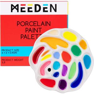 MEEDEN Porcelain Paint Palette, Ceramic Watercolor Pallet Mixing Tray, Rose Shaped Design