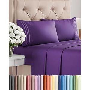 Queen Size 4 Piece Sheet Set - Comfy Breathable & Cooling Bed Sheets Set - Hotel Luxury Bedding for Women, Men, Kids, Teens, Boys & Girls - Deep Pockets, Soft, Wrinkle Free - Oeko-Tex